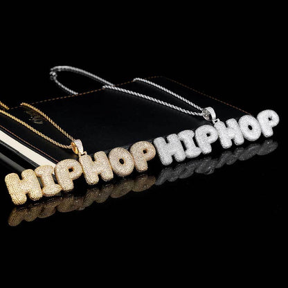 Bubble Letter Pendant Necklace with Micro-Pave Zircon for Men | Creative Hip Hop Jewelry | Caratix Jewelry - CaratixJewelry