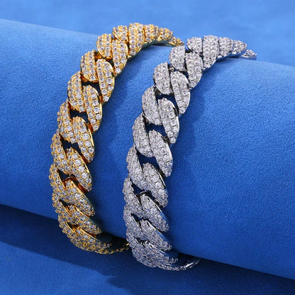 13mm Double Row Bubble Cuban Bracelet Iced Out Jewelry | Caratix Jewelry - CaratixJewelry