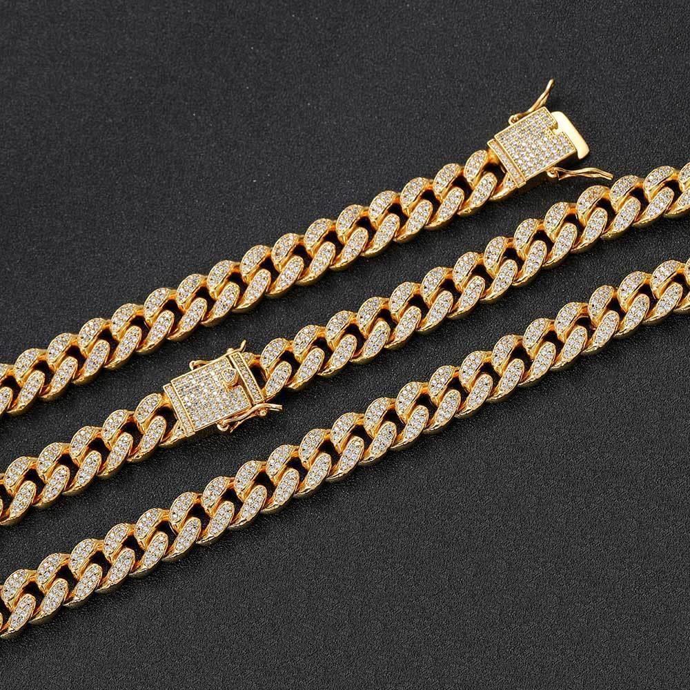 12mm Iced Out Cuban Chain High Quality Zircon Rapper Necklace - CaratixJewelry