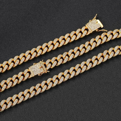 12mm Iced Out Cuban Chain High Quality Zircon Rapper Necklace - CaratixJewelry