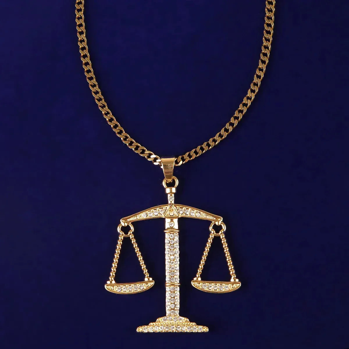 Men's Scales of Justice Necklace | Premium Copper CZ Libra Jewelry Caratix - CaratixJewelry