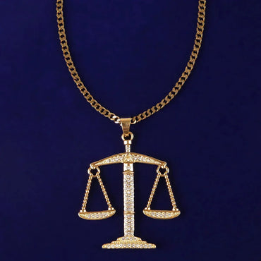 Men's Scales of Justice Necklace | Premium Copper CZ Libra Jewelry Caratix - CaratixJewelry