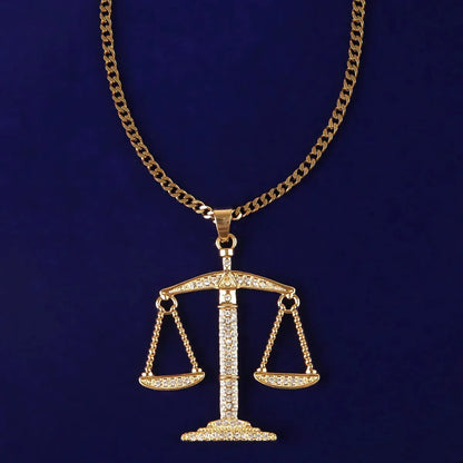 Men's Scales of Justice Necklace | Premium Copper CZ Libra Jewelry Caratix - CaratixJewelry