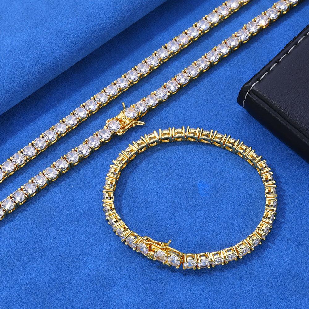 Gold Chain S925 Silver Clasp Tennis Bracelet – CZ Stones, Custom Rapper Jewelry for Men | Caratix Jewelry - CaratixJewelry
