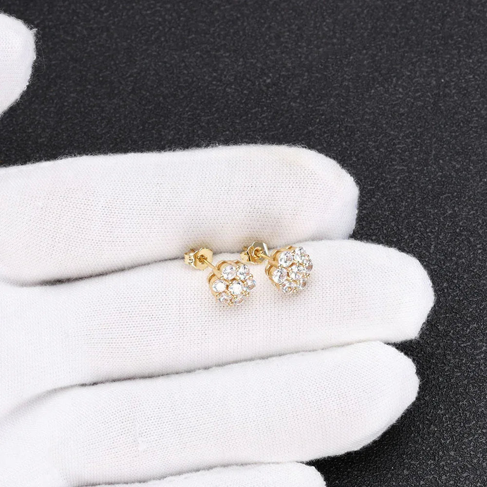 Flower-Shaped Full Zircon Stud Earrings for Men | Luxury Hip Hop Jewelry | Caratix Jewelry - CaratixJewelry