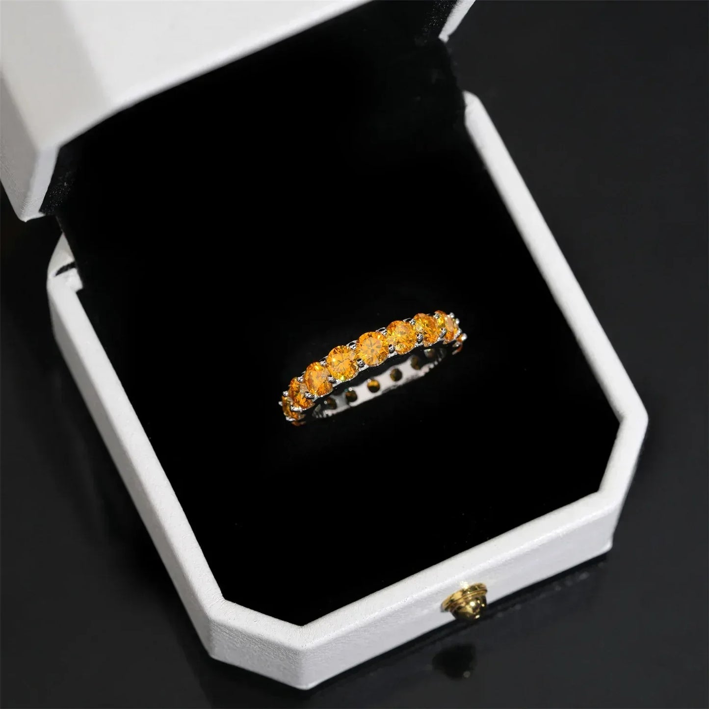 4mm Colored Moissanite Band Ring | S925 Silver Unisex Iced Out Hip Hop Jewelry - CaratixJewelry