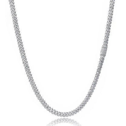 6mm Moissanite Cuban Link Chain – S925 Sterling Silver Iced-Out Hip Hop Men’s Luxury Minimalist Streetwear Necklace - CaratixJewelry