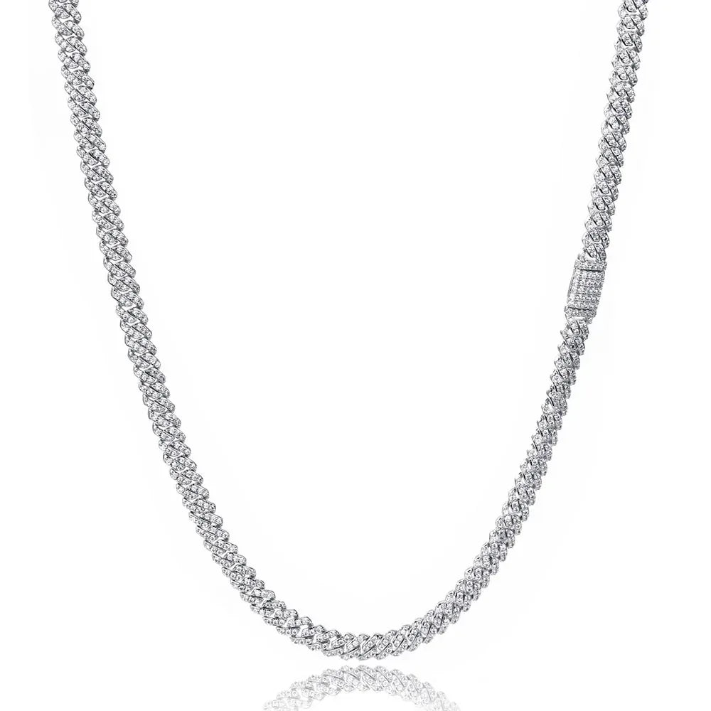 Custom 6mm S925 Silver Cuban Chain | Feminine Iced Out Rapper Chain | Caratix - CaratixJewelry