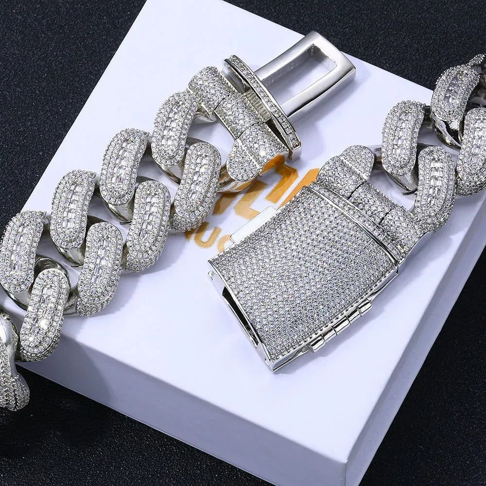 29mm Moissanite Cuban Link Chain – S925 Sterling Silver Iced-Out Hip Hop Men’s Bold Luxury Streetwear Necklace - CaratixJewelry