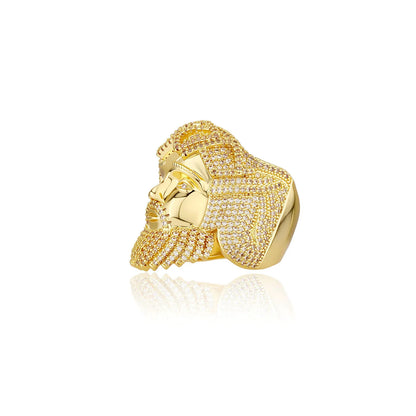 Relief Portrait Men's Ring | 5A Grade Zirconia Gold Band | Caratix