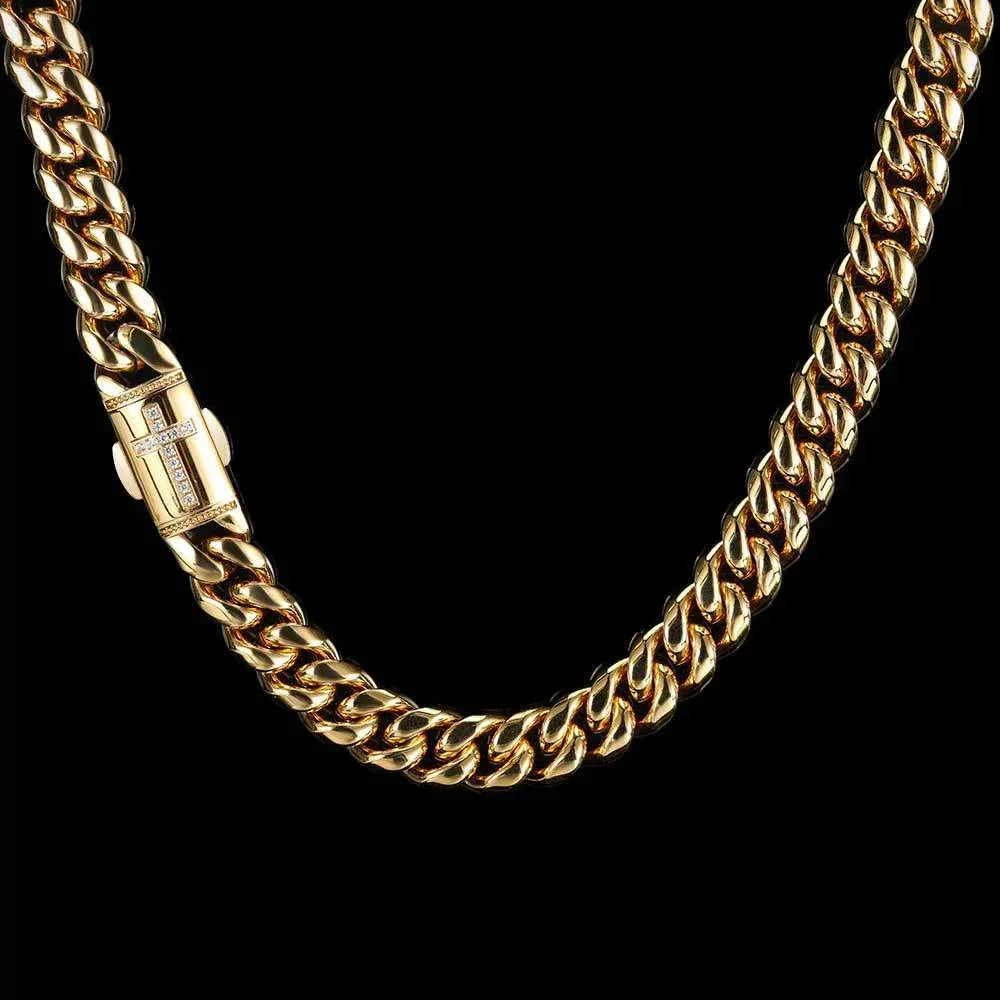 Miami Cuban Link Necklace Stainless Steel Micro-Paved Zircon with Spring Clasp | Caratix Jewelry - CaratixJewelry