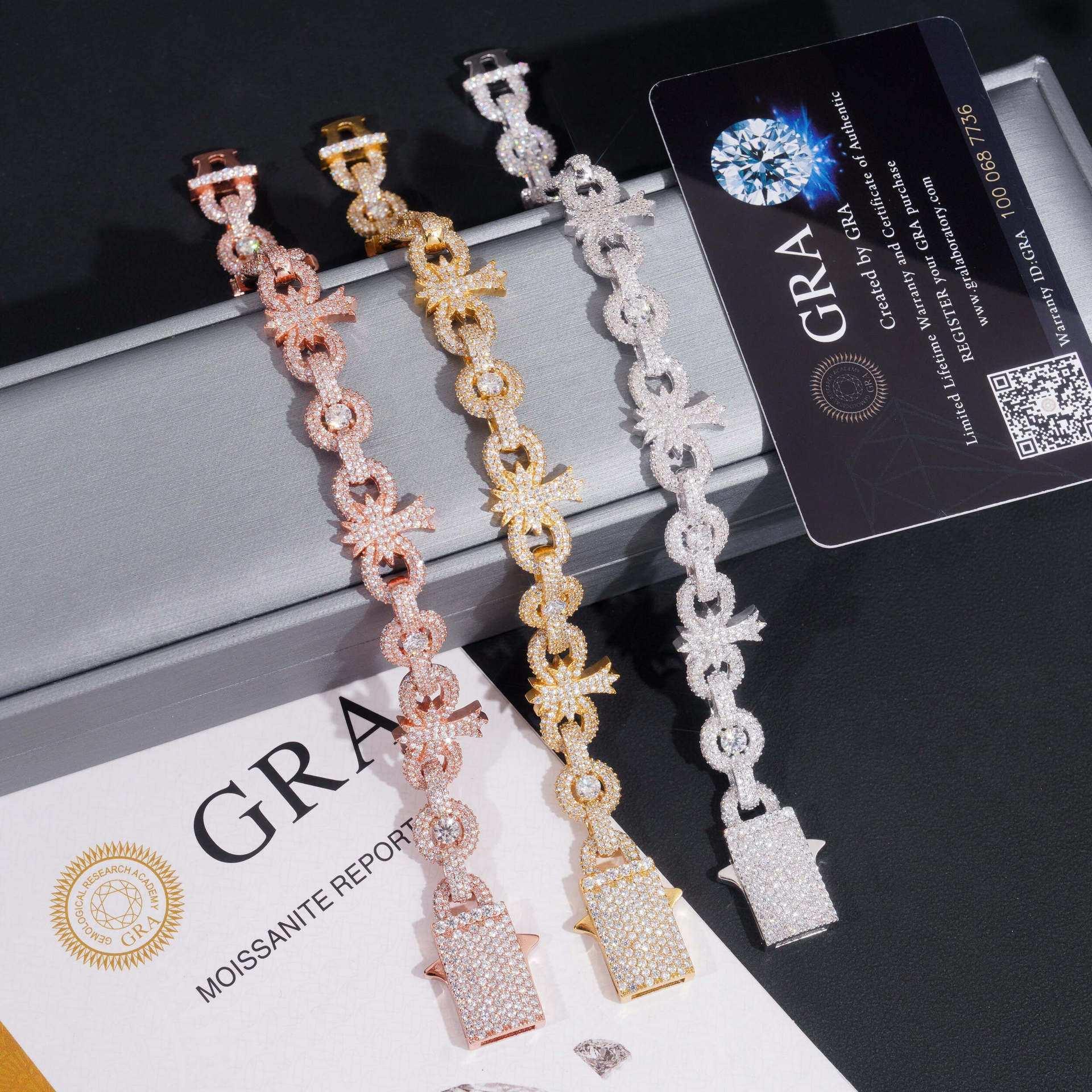 10mm Moissanite Cross Cuban Link Bracelet | S925 Silver Hip Hop Jewelry - CaratixJewelry