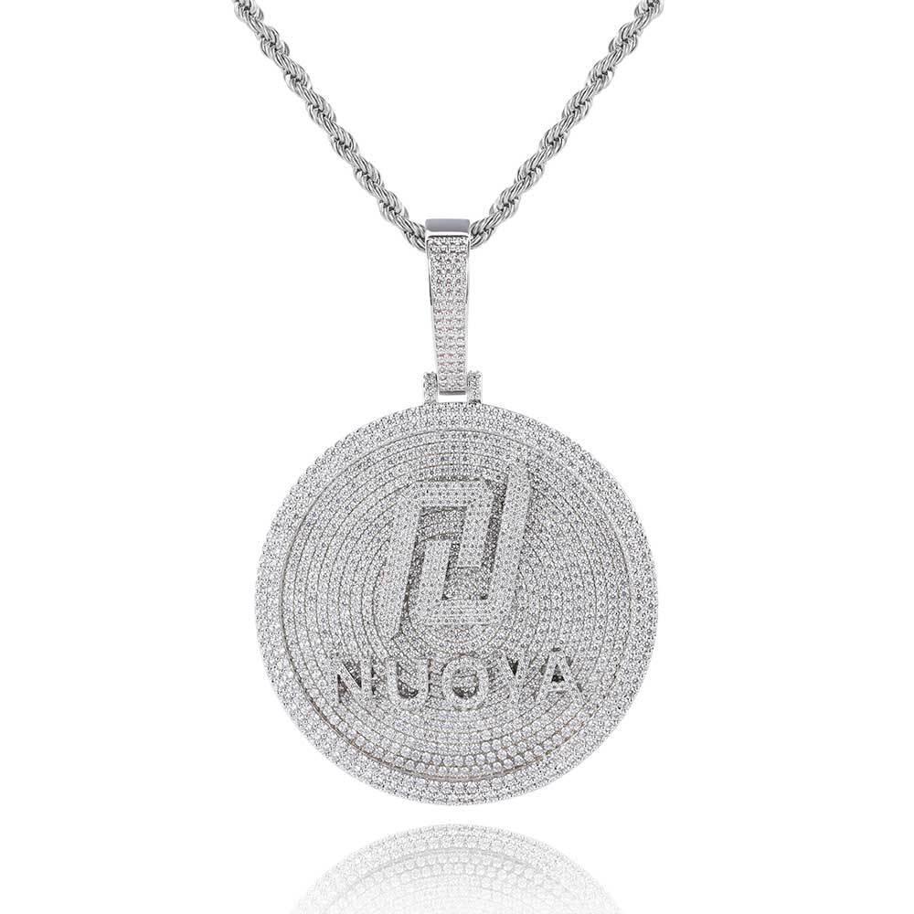 60mm Custom Letter Pendant Necklace with Full Zircon Stones for Men | Caratix Jewelry - CaratixJewelry