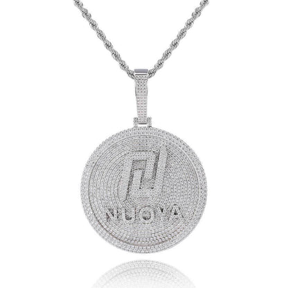 60mm Custom Letter Pendant Necklace with Full Zircon Stones for Men | Caratix Jewelry - CaratixJewelry