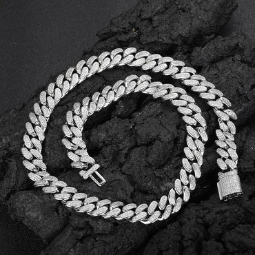 12mm Double Row Iced Out Cuban Chain Zircon Necklace - CaratixJewelry