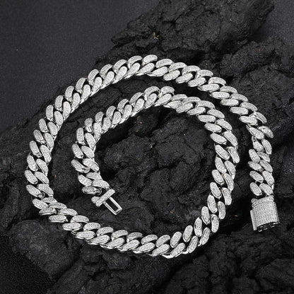 12mm Double Row Iced Out Cuban Chain Zircon Necklace - CaratixJewelry