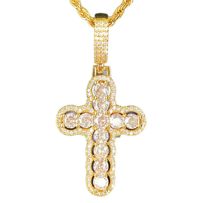 Iced Out Hollow Sphere Cross Pendant | Women's 3D Bubble Bead Necklace - CaratixJewelry