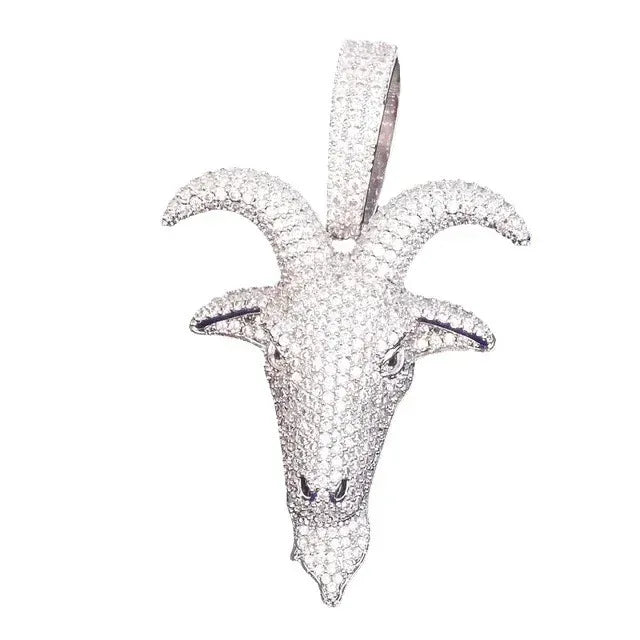Iced Out Ram Head Pendant | Men's Real Copper CZ Goat Necklace - CaratixJewelry