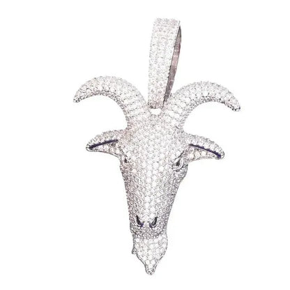 Iced Out Ram Head Pendant | Men's Real Copper CZ Goat Necklace - CaratixJewelry