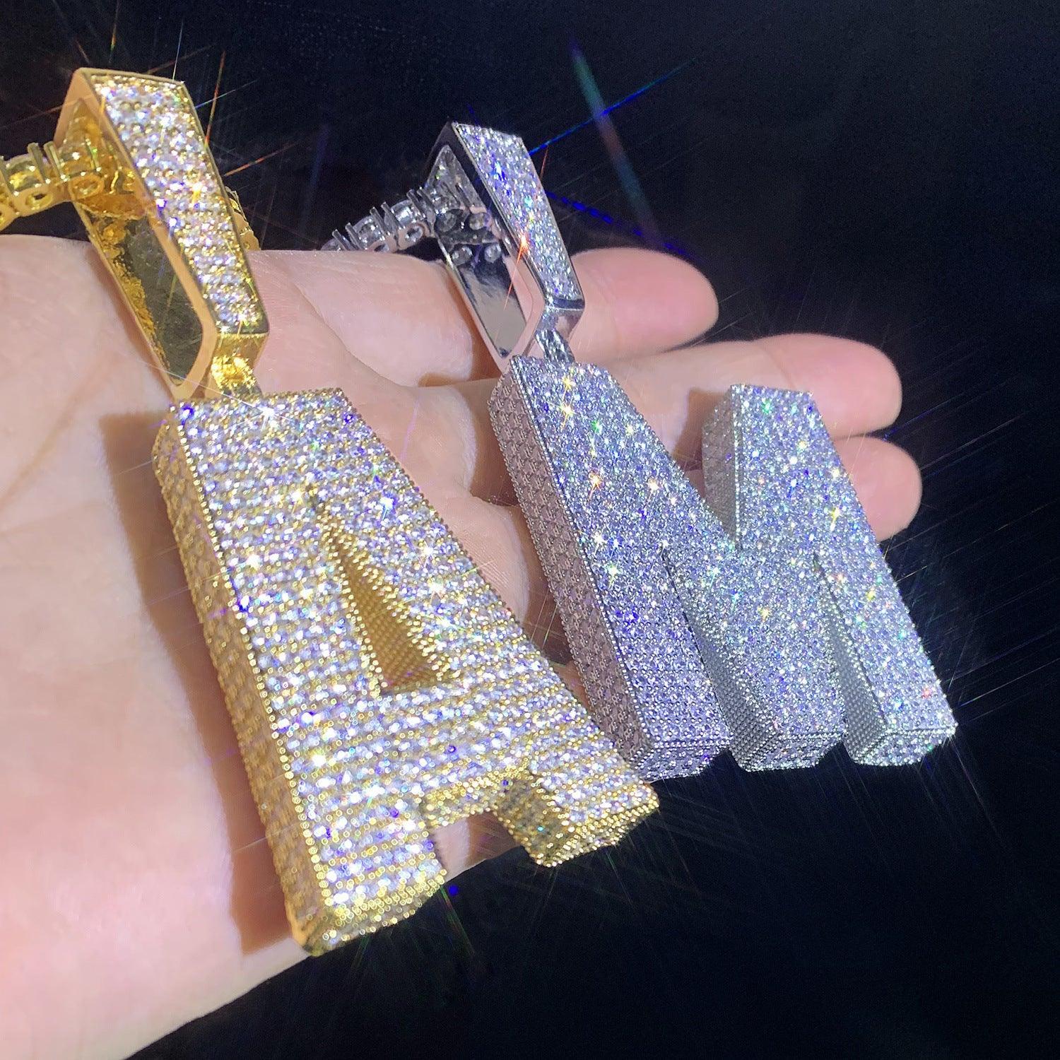 26 Letter Alphabet Pendant | CZ Iced Out Hip Hop Streetwear Jewelry - CaratixJewelry