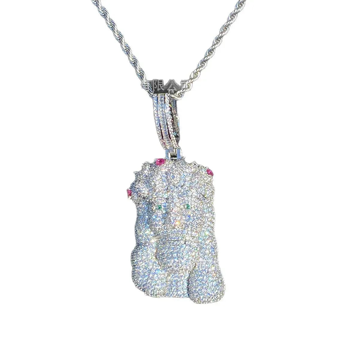 Iced Out 3D Portrait Figurine Pendant | Men's Real Copper CZ Sweater Chain - CaratixJewelry