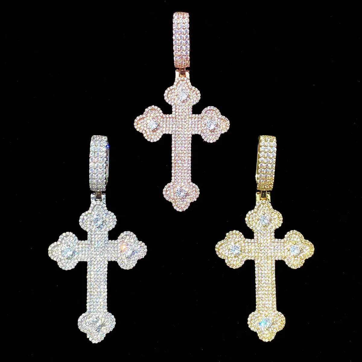 Iced Out "Cloud Cross" Pendant | Men's Real Copper CZ Necklace - CaratixJewelry