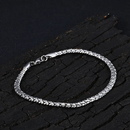 Custom 4mm Slim Stainless Steel Bracelet | Classic Silver Chain Style for Men | Caratix - CaratixJewelry