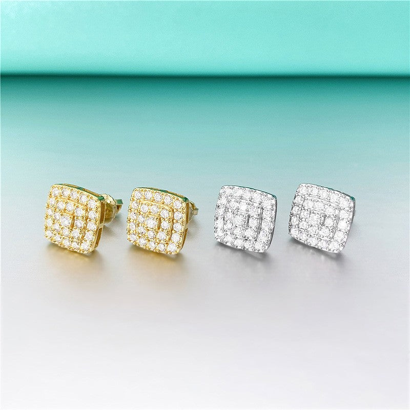 S925 Sterling Silver Square Moissanite Hoop Earrings | D Color VVS1 Diamond Tester | Caratix