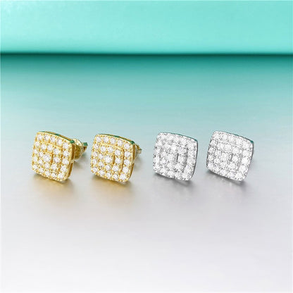 S925 Sterling Silver Square Moissanite Hoop Earrings | D Color VVS1 Diamond Tester | Caratix