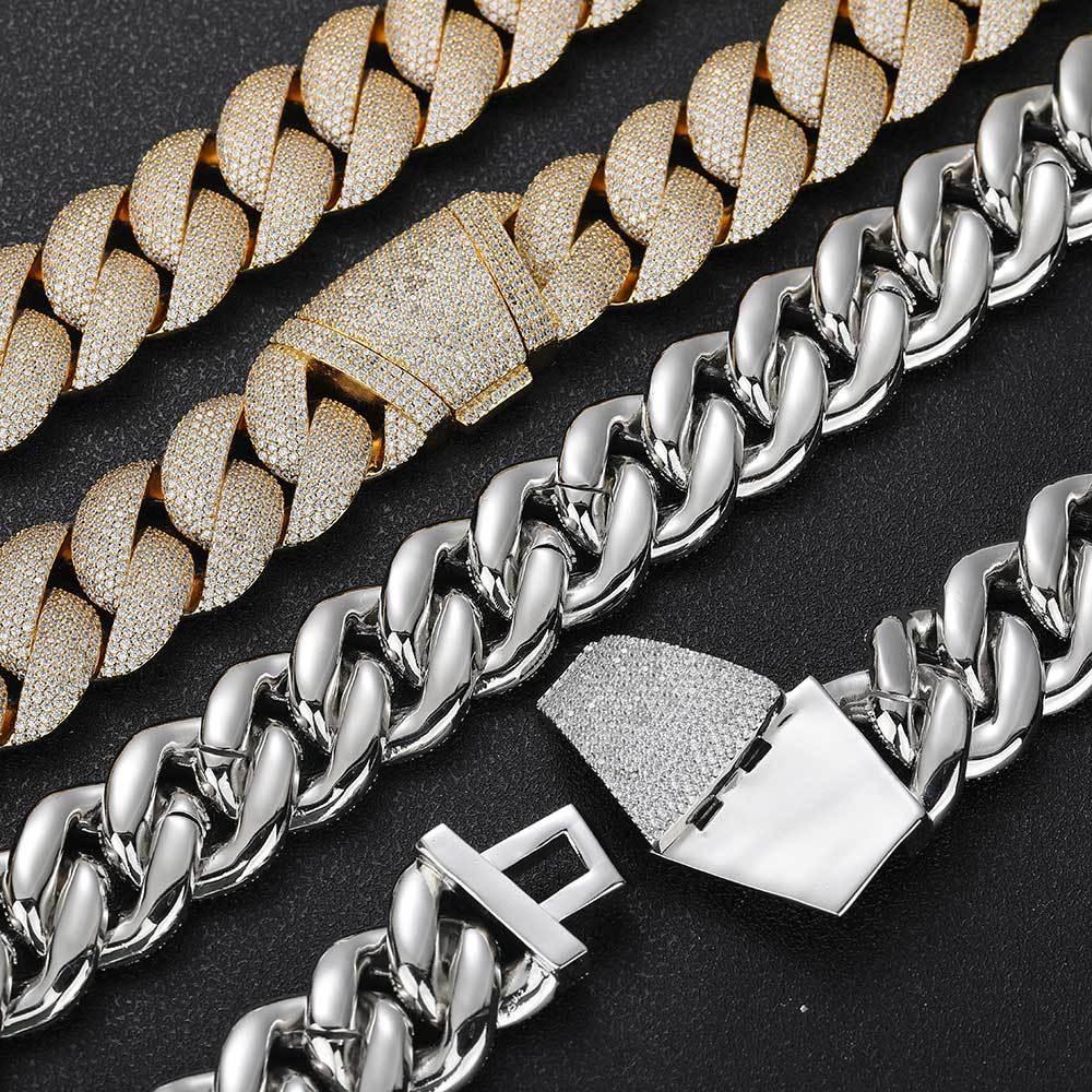 24mm Cuban Chain Necklace with Micro-Pave Zircon - CaratixJewelry