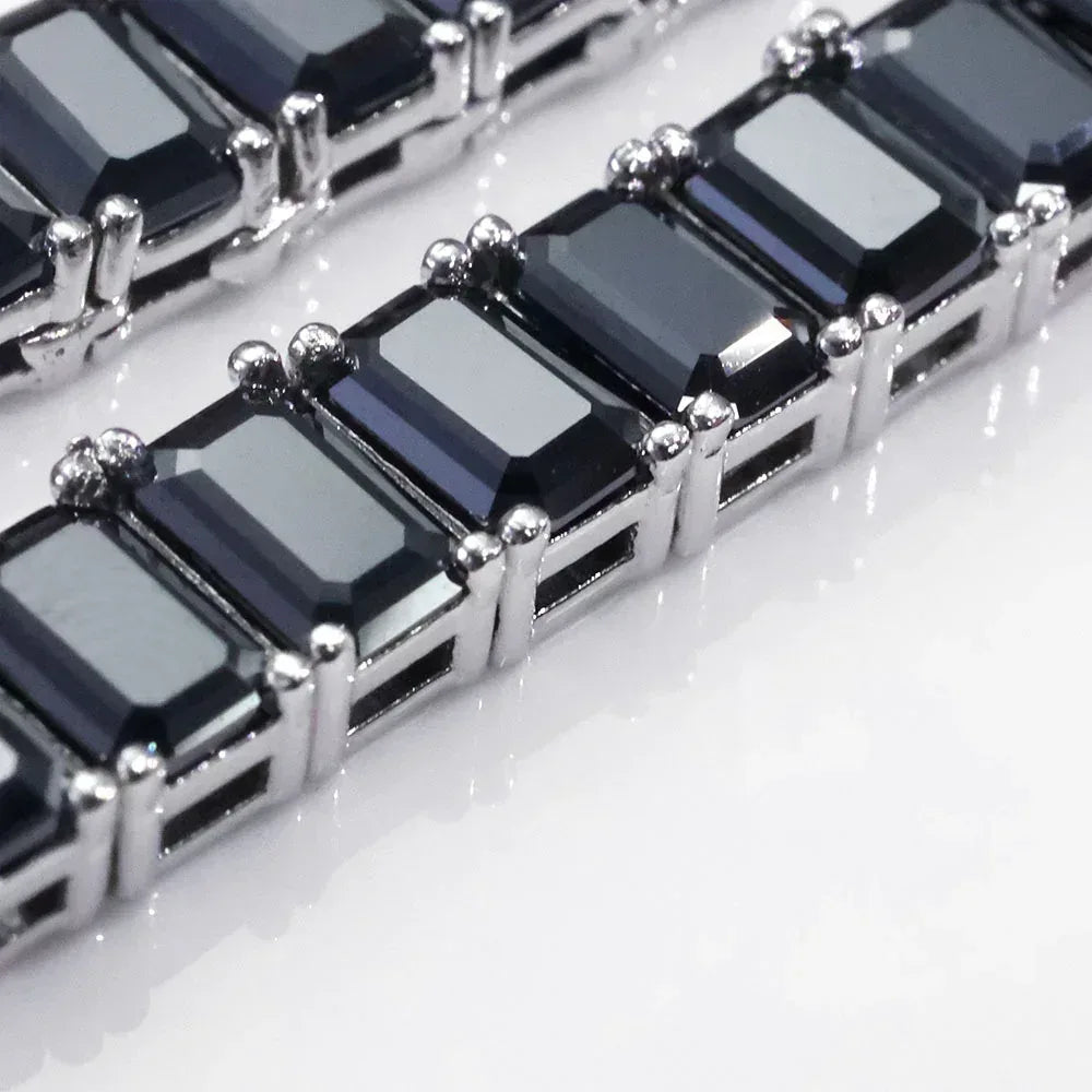6mm Rectangular Moissanite Tennis Chain Necklace for Women – S925 Sterling Silver Luxury Hip Hop Jewelry - CaratixJewelry