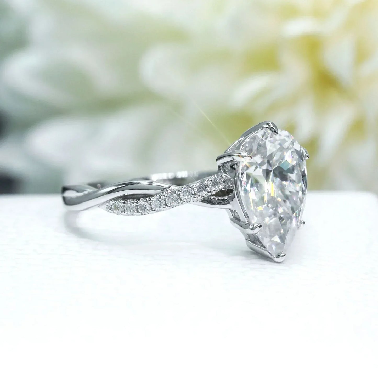 3ct Teardrop Moissanite Ring | S925 Silver Luxury Women’s Engagement Jewelry - CaratixJewelry
