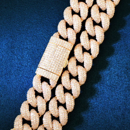 14mm Iced Out Cuban Chain Necklace with Copper and Zircon Stones - CaratixJewelry