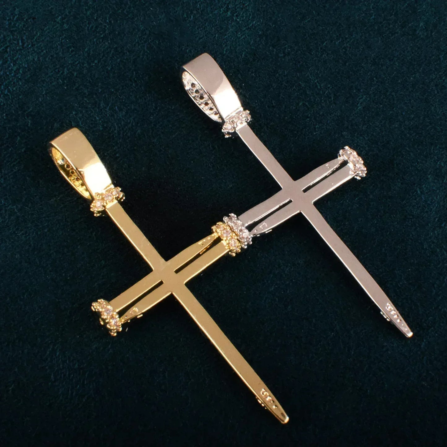 Nail Cross Pendant Necklace | CZ Iced Out Hip Hop Men’s Streetwear Jewelry - CaratixJewelry