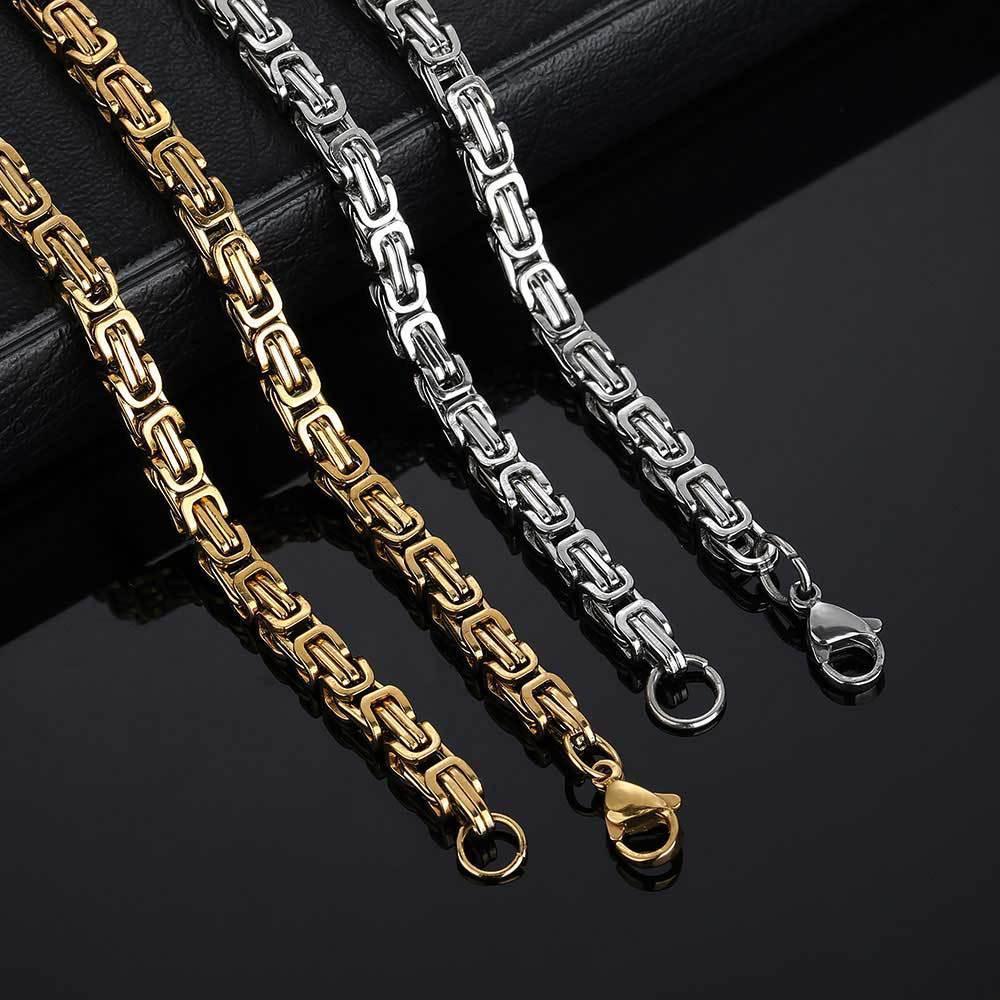 4mm Stainless Steel Byzantine Chain Necklace for Men | Caratix Jewelry - CaratixJewelry