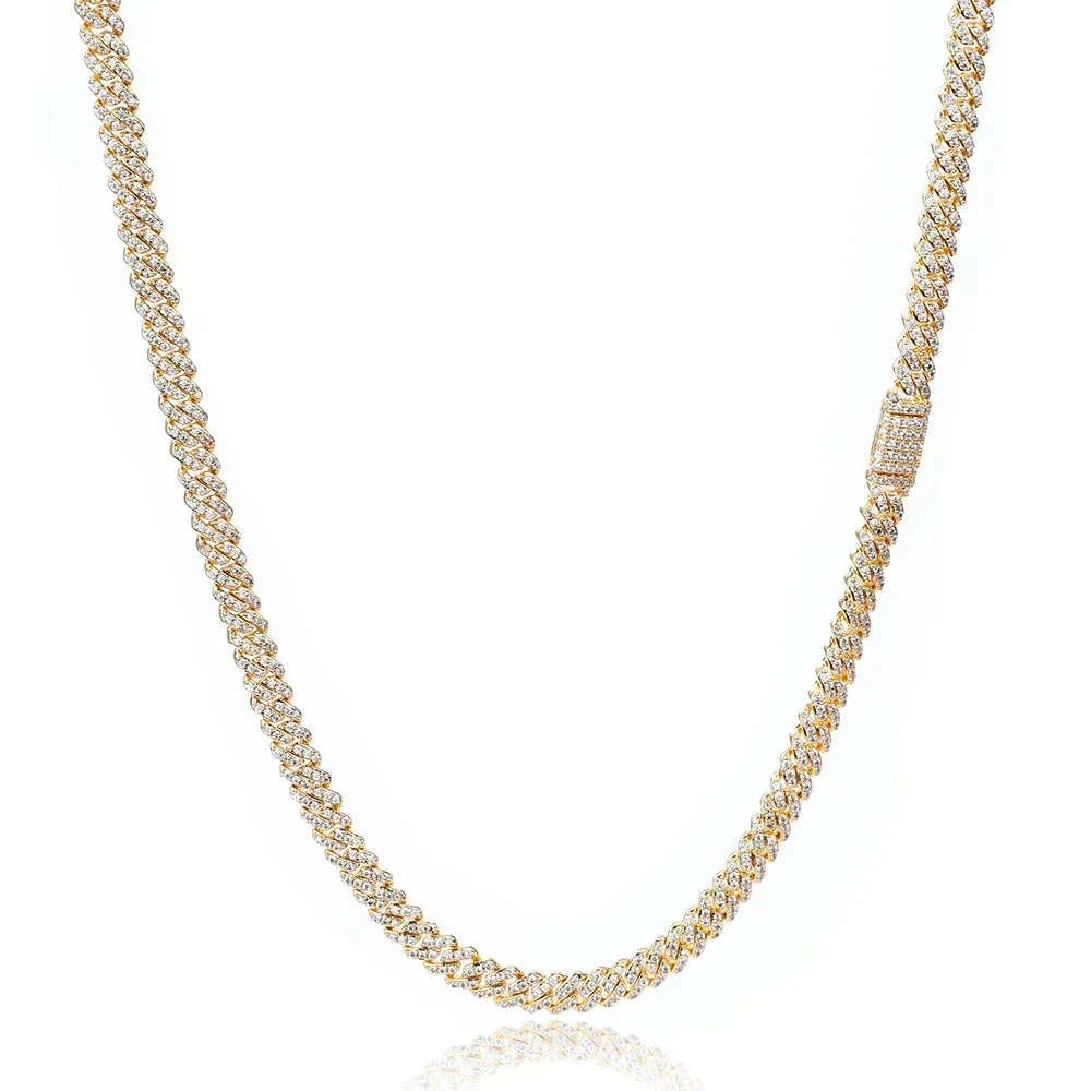 6mm Moissanite Cuban Link Chain – S925 Sterling Silver Iced-Out Hip Hop Men’s Luxury Minimalist Streetwear Necklace - CaratixJewelry