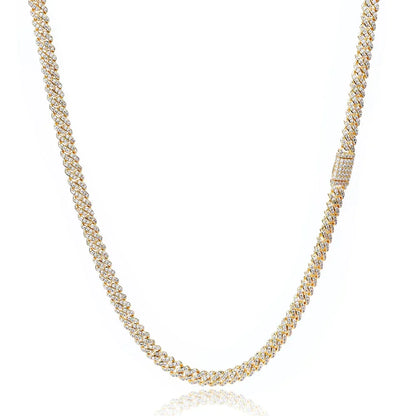 6mm Single Row Cuban Chain Necklace with Full Zircon Stones - CaratixJewelry