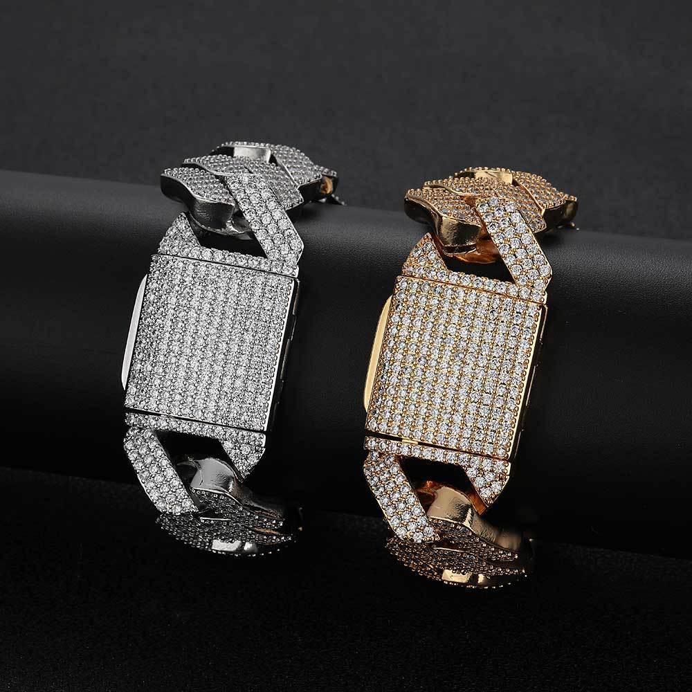 25mm Triple Row Iced-Out Cuban Link Bracelet - CaratixJewelry