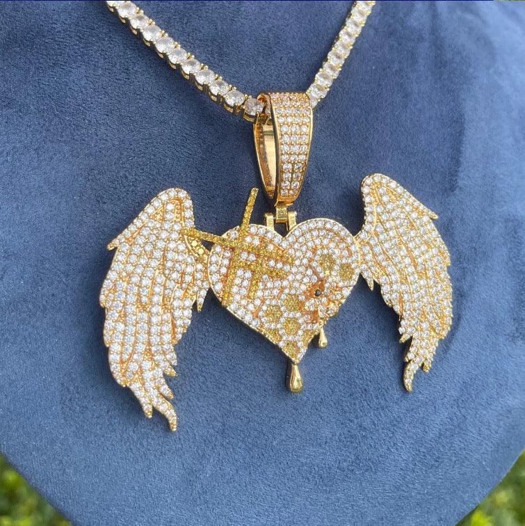 Unisex Angel Wings Love Necklace | Premium Copper CZ Freedom Jewelry - CaratixJewelry