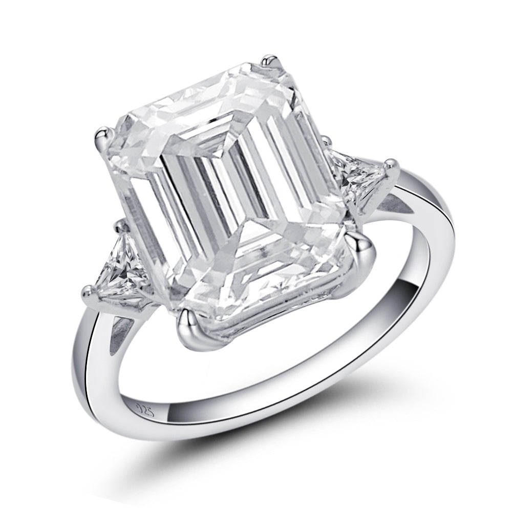 2026 Summer New S925 Silver 5ct Emerald Cut Moissanite Ring | Massive 9x11mm D VVS1 | Caratix