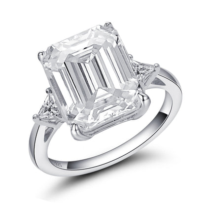 2026 Summer New S925 Silver 5ct Emerald Cut Moissanite Ring | Massive 9x11mm D VVS1 | Caratix