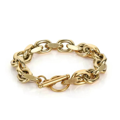 Cross O-Link Stainless Steel Bracelet with Gold Plating for Men | Caratix Jewelry - CaratixJewelry