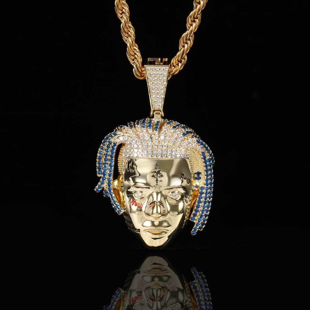 Custom Hip Hop Singer Portrait Pendant Necklace with Zircon Stones for Men | Caratix Jewelry - CaratixJewelry