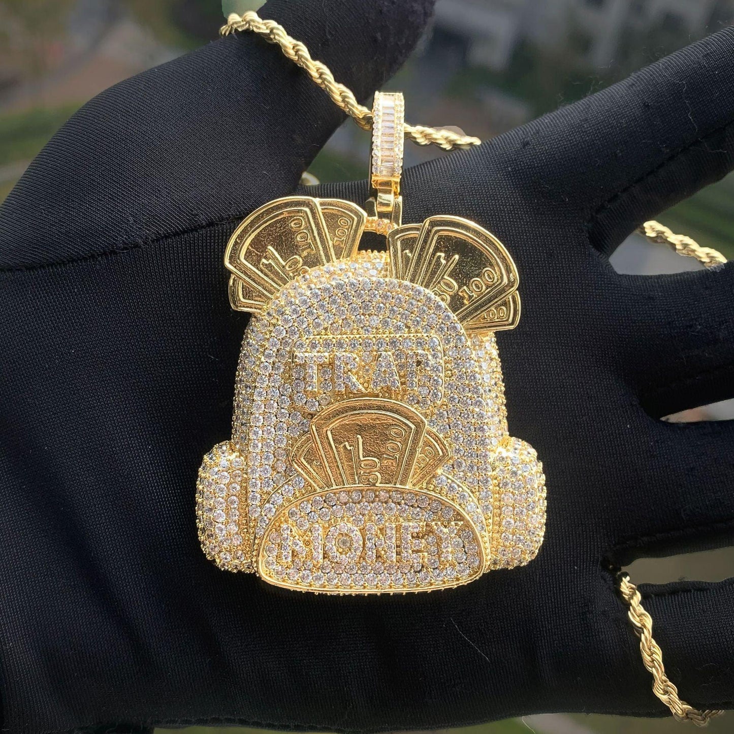 Iced Out Backpack Pendant Necklace for Men – Hip Hop CZ Trendy Streetwear Jewelry - CaratixJewelry