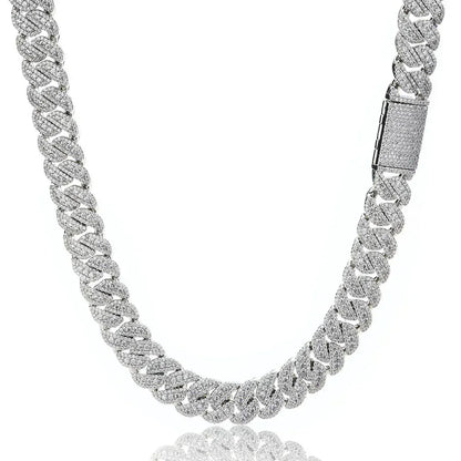 14mm Moissanite Cuban Link Chain with Flip-Lock Clasp – Custom S925 Sterling Silver Iced-Out Hip Hop Men’s Luxury Streetwear Necklace - CaratixJewelry