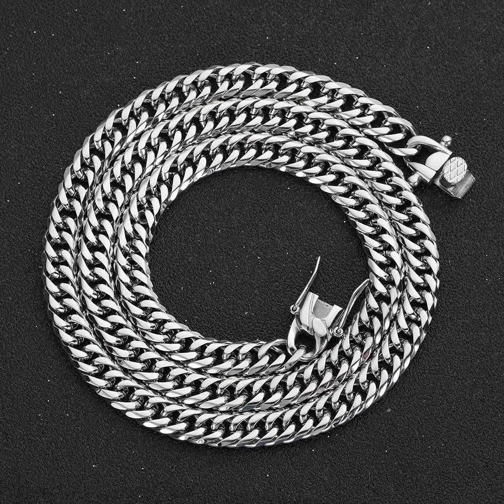 7mm/9mm Dual-Woven Six-Sided Cuban Chain Necklace with Dragon Head Clasp Gold Plated Titanium Steel for Men | Caratix Jewelry - CaratixJewelry