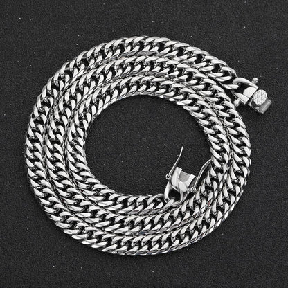 7mm/9mm Dual-Woven Six-Sided Cuban Chain Necklace with Dragon Head Clasp Gold Plated Titanium Steel for Men | Caratix Jewelry - CaratixJewelry
