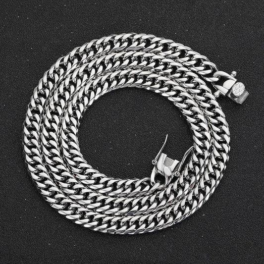 7mm/9mm Dual-Woven Six-Sided Cuban Chain Necklace with Dragon Head Clasp Gold Plated Titanium Steel for Men | Caratix Jewelry - CaratixJewelry