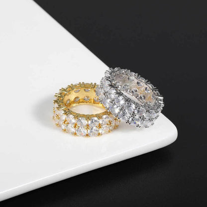 Hollow Double Row Zircon Ring Hip Hop Jewelry Bling Ring for Men | Caratix Jewelry - CaratixJewelry