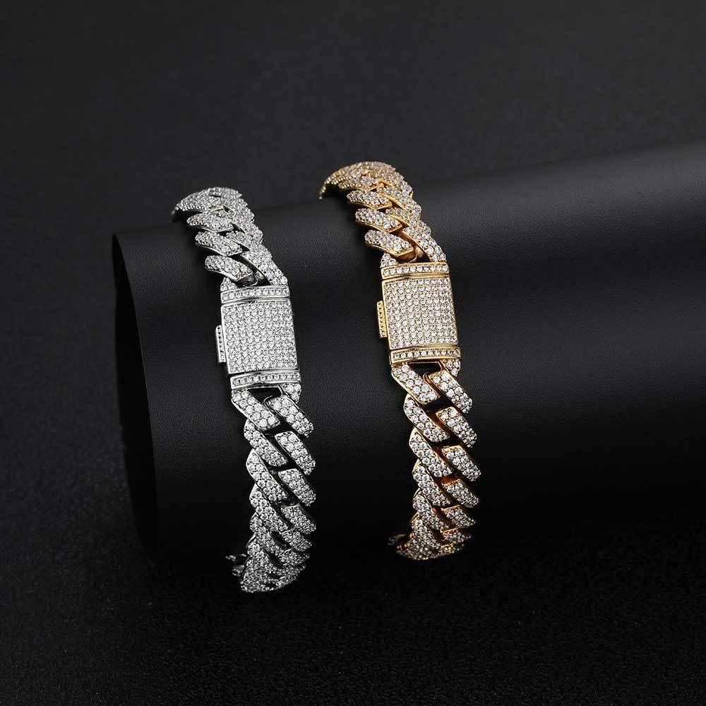 -Pattern Cuban Link Bracelet with Flip Clasp Zircon - CaratixJewelry